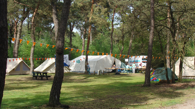 Natuurkampeerterrein overzicht tenten